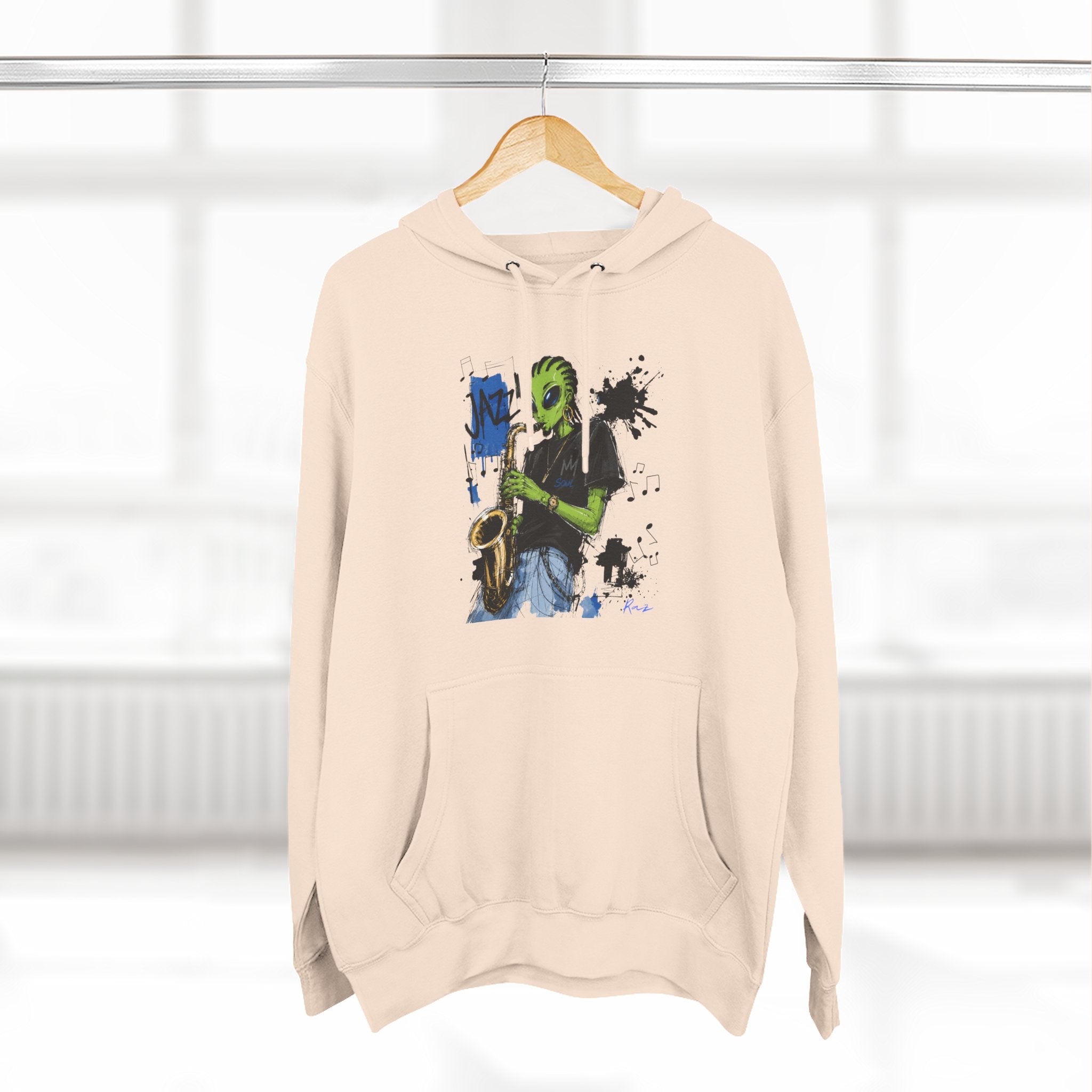 Jazz Saxophone Art Hoodie — Abstract Live Jazz Music Fleece Pullover-Tito & Raz Edition