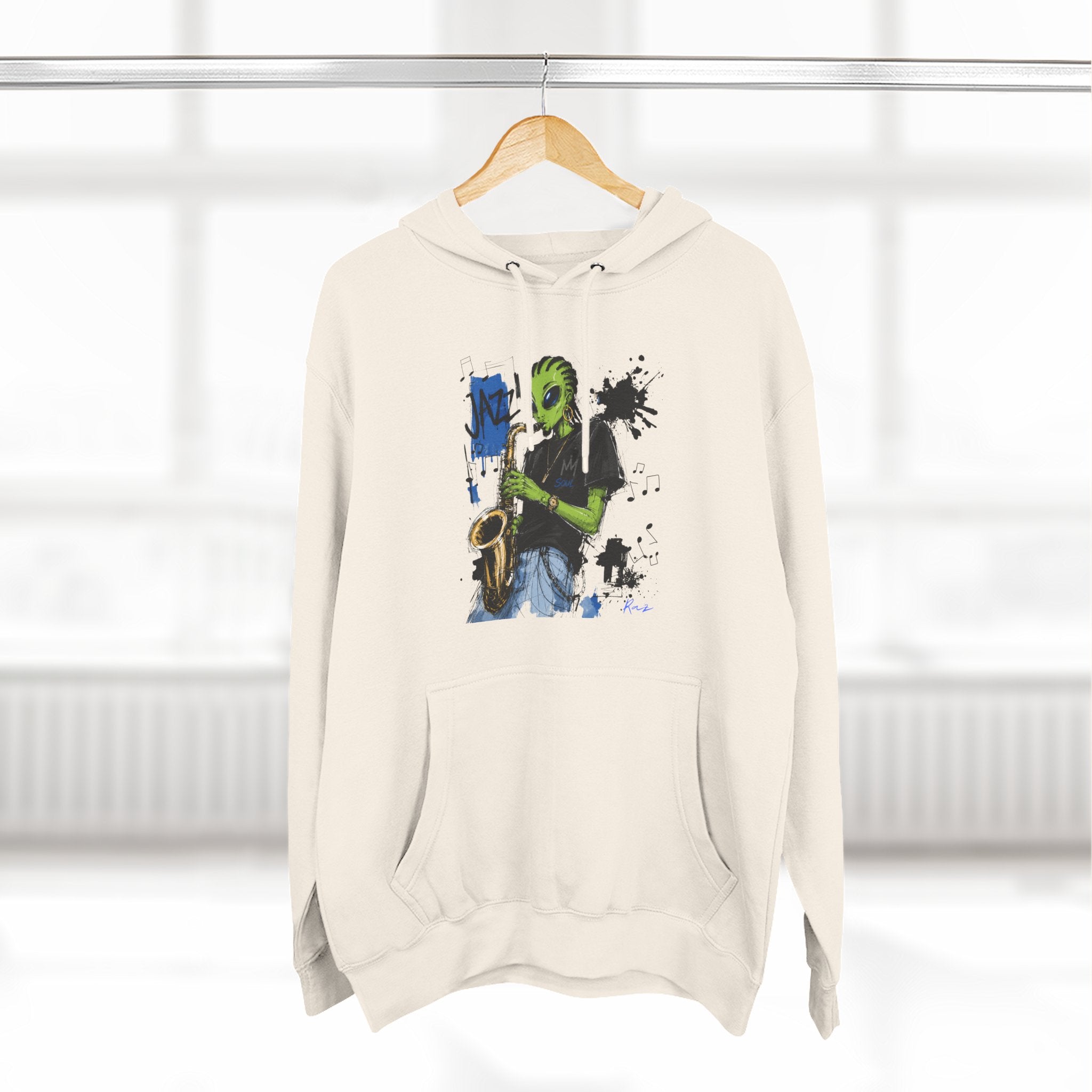 Jazz Saxophone Art Hoodie — Abstract Live Jazz Music Fleece Pullover-Tito & Raz Edition