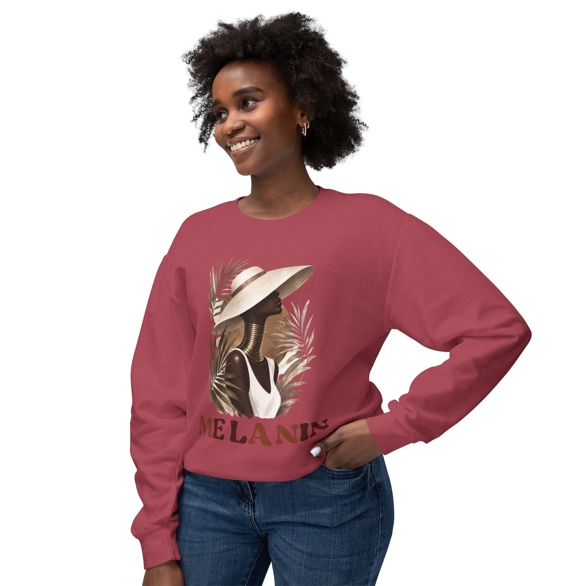 Melanin Pride Crewneck Sweatshirt — Elegant Portrait Graphic