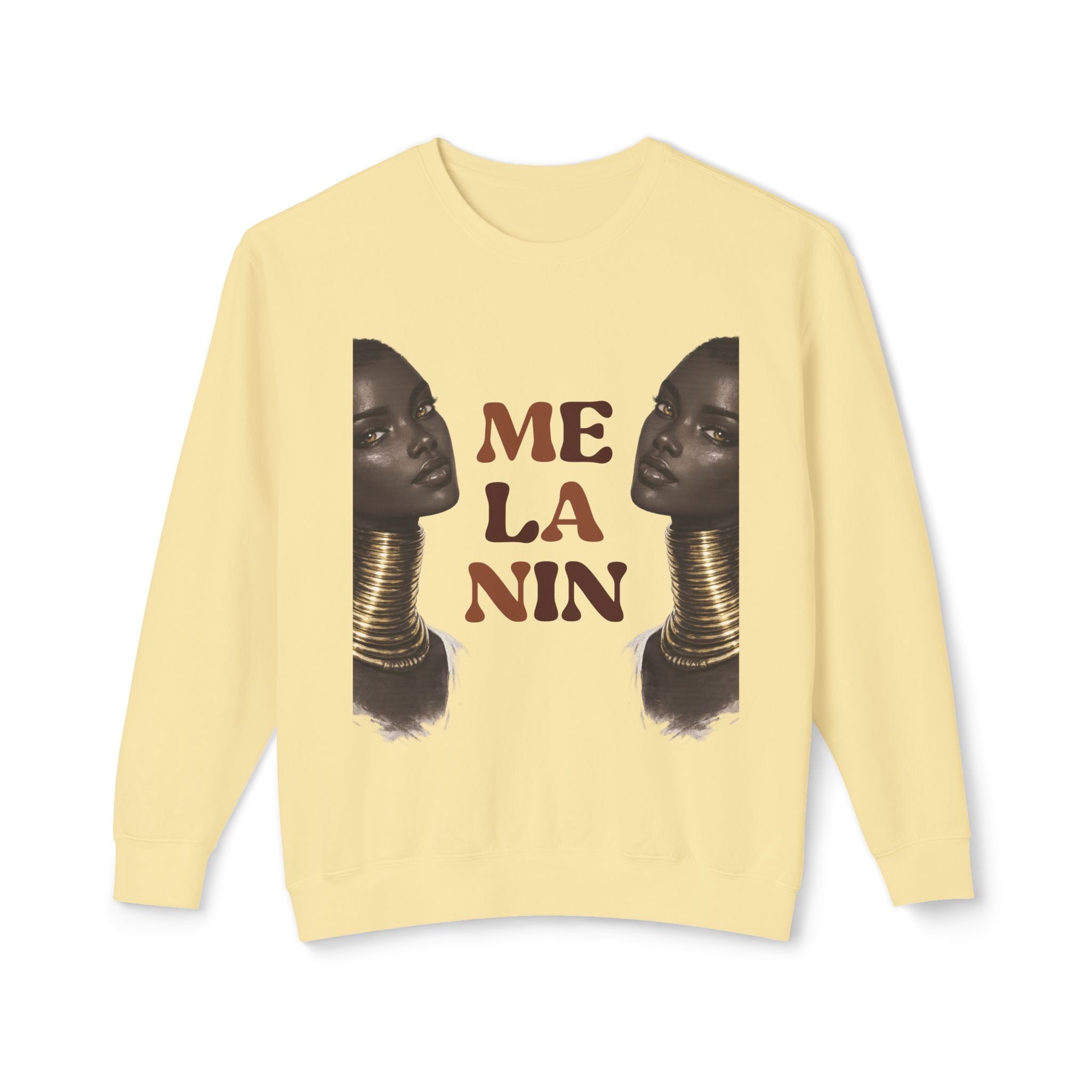 Crewneck Sweatshirt — 'Me La Nin' Melanin Portrait Graphic-Fall Collection