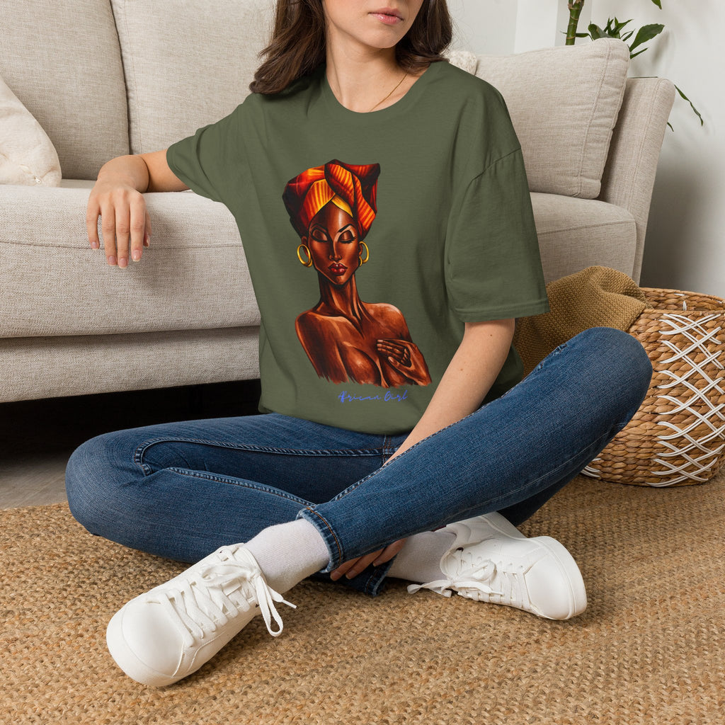 Afrocentric Headwrap Portrait T-Shirt — Bold Melanin Art Tee