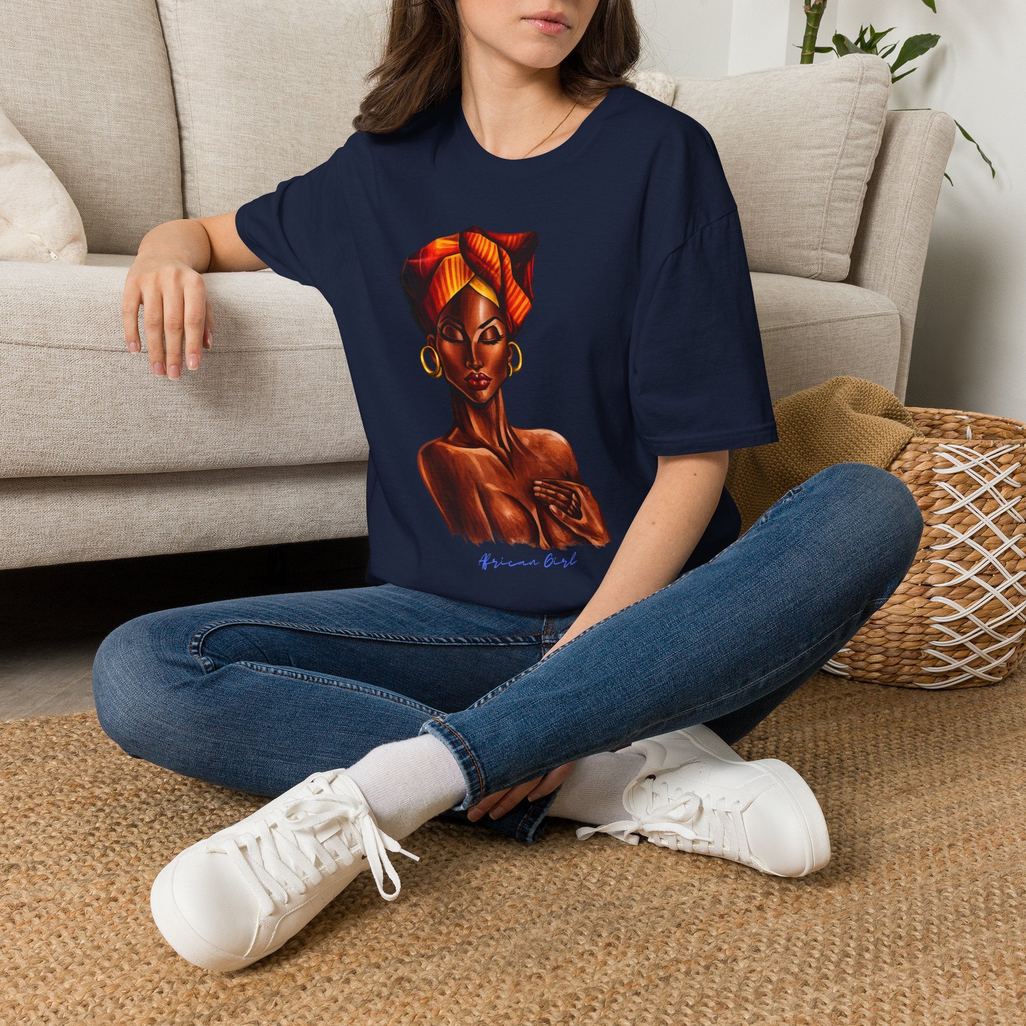 Afrocentric Headwrap Portrait T-Shirt — Bold Melanin Art Tee