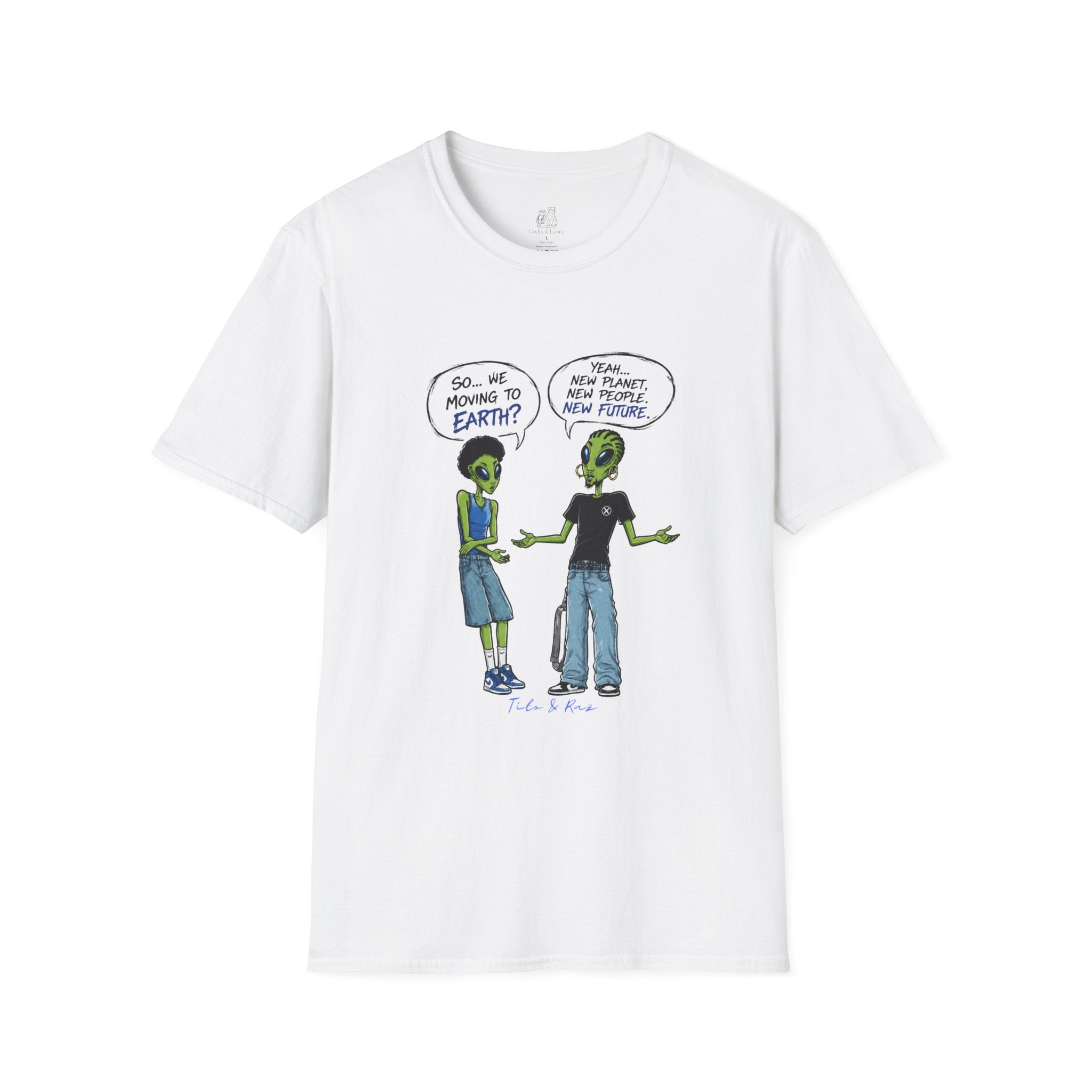 Alien Comic T-Shirt — “So... We Moving to Earth?” Tito & Raz Edition Graphic Tee
