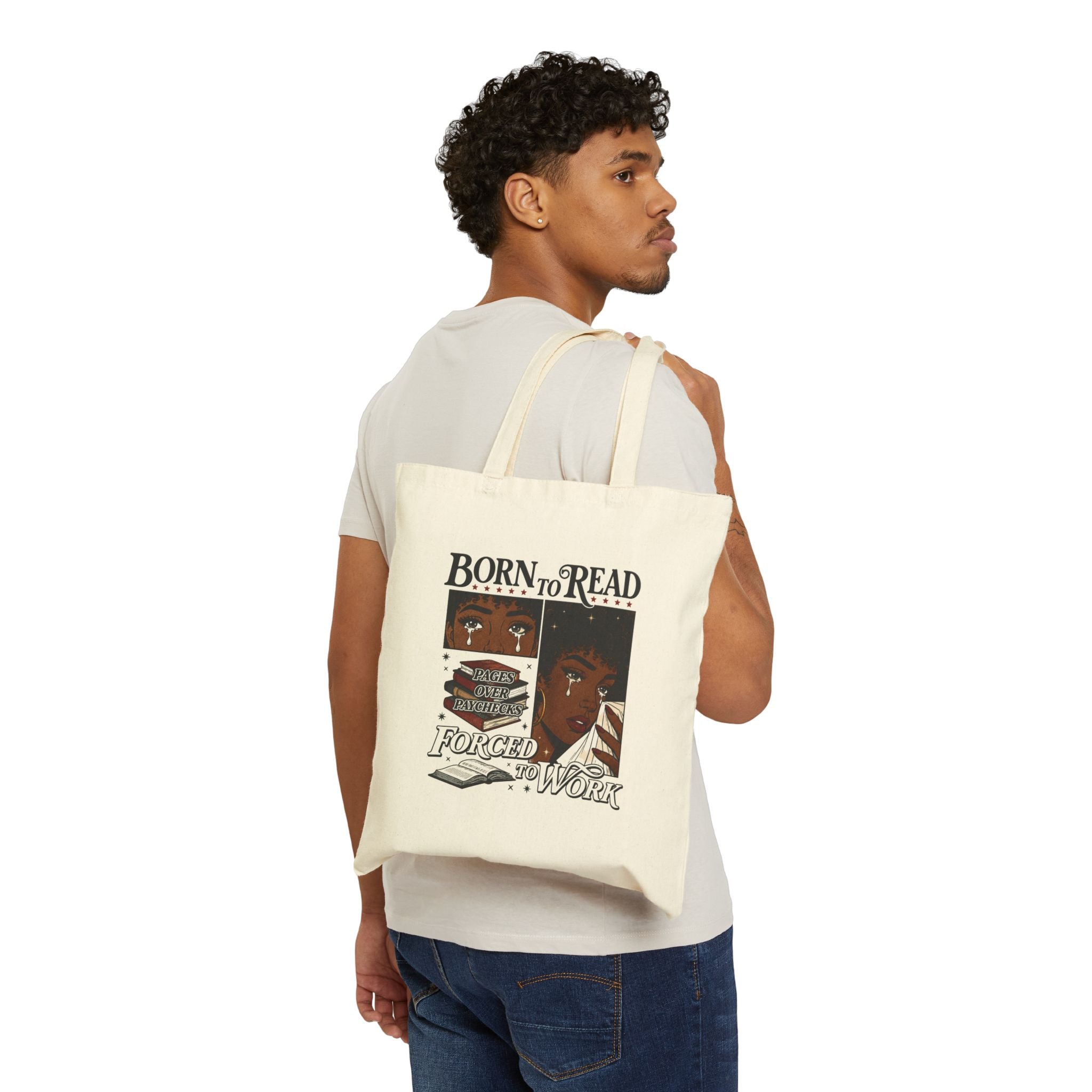 Born to Read Forced to Work tote bag | Reading quote book lover tote
