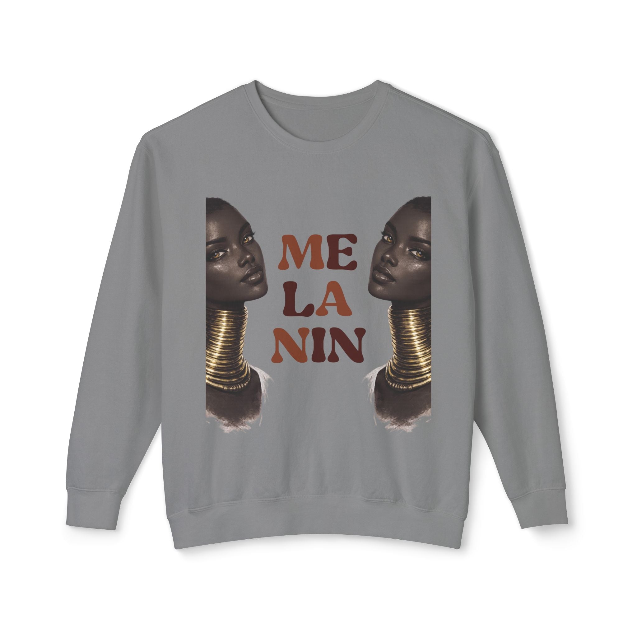 Crewneck Sweatshirt — 'Me La Nin' Melanin Portrait Graphic-Fall Collection
