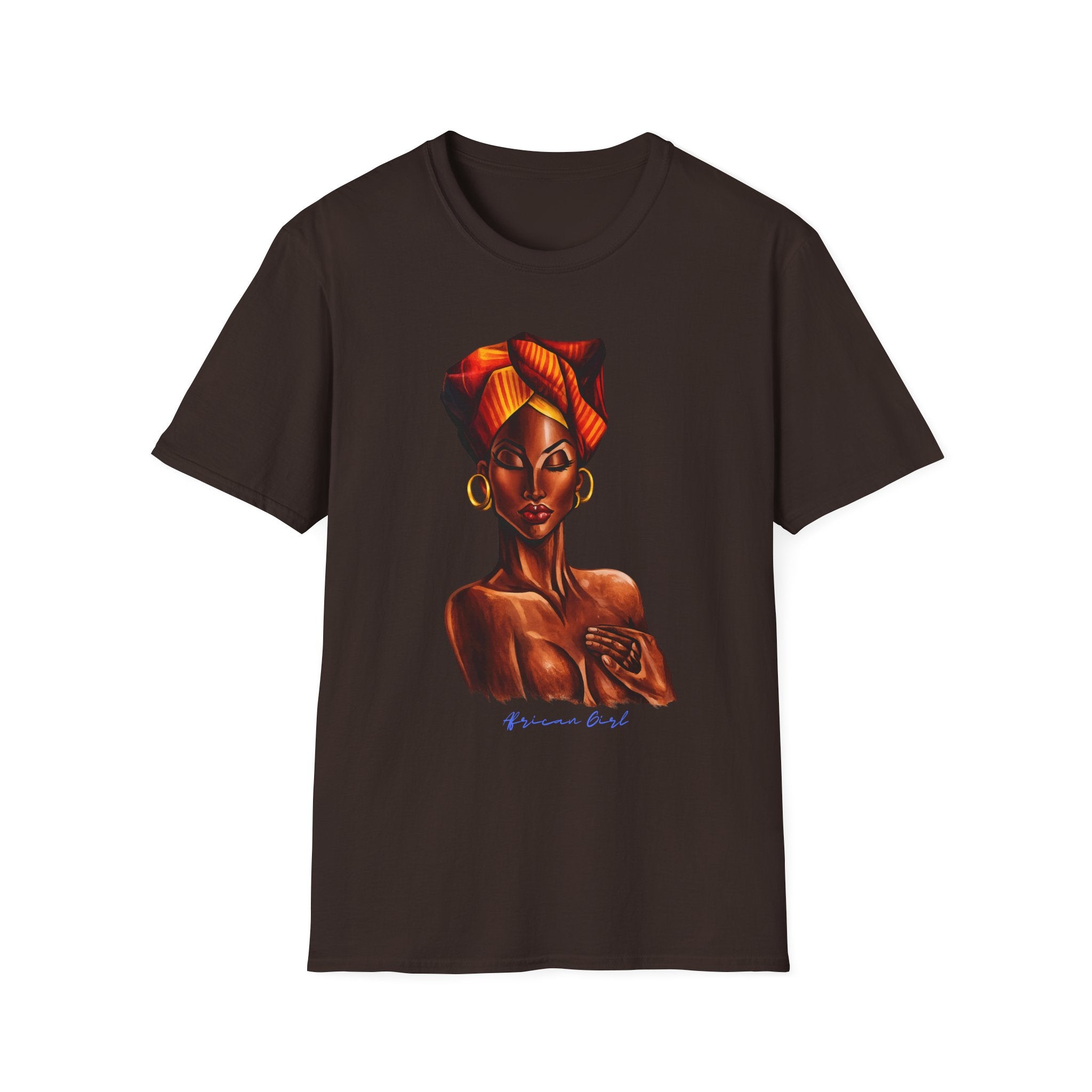 Afrocentric Headwrap Portrait T-Shirt — Bold Melanin Art Tee