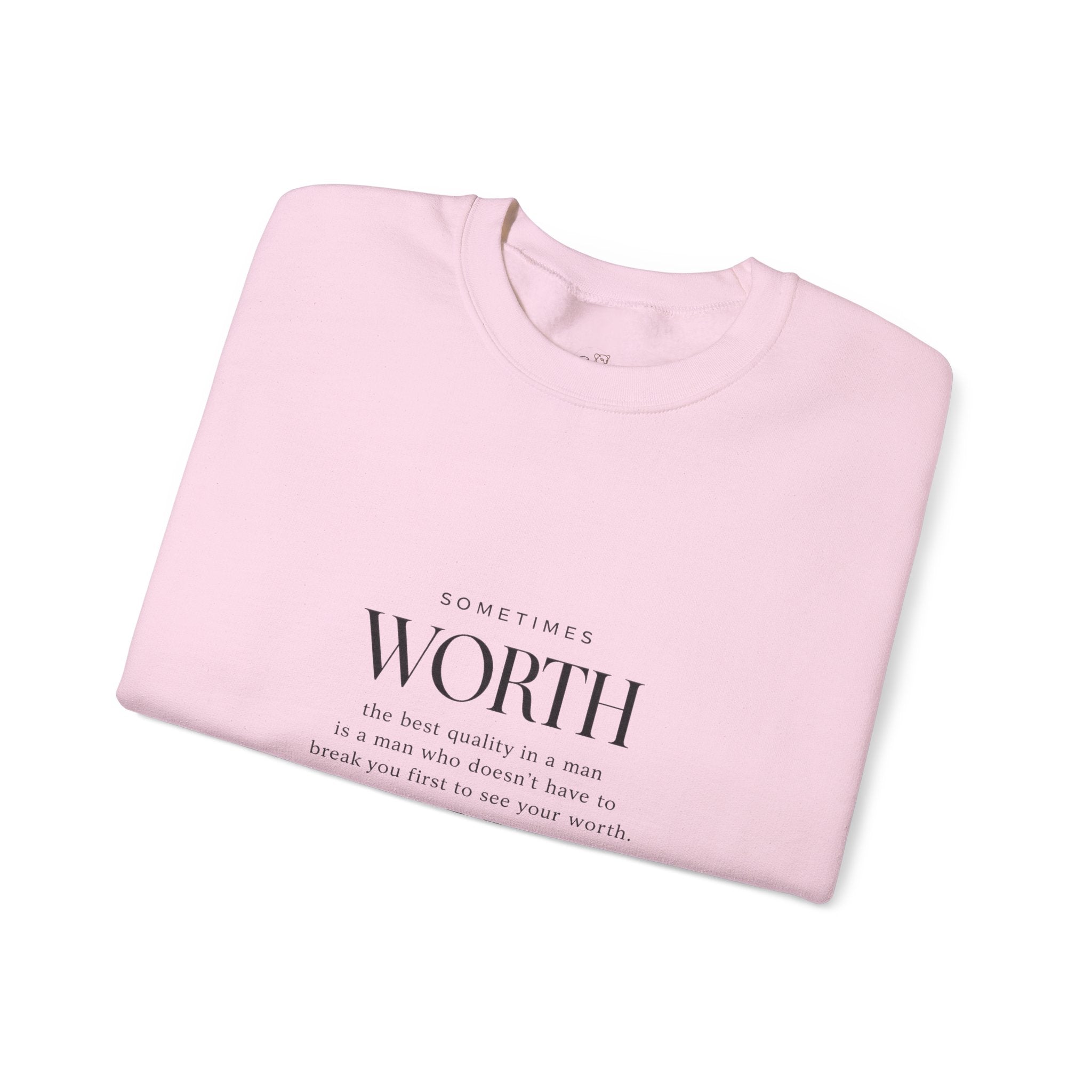 Crewneck Sweatshirt — Minimal 'Worth & Value' Inspirational Typography