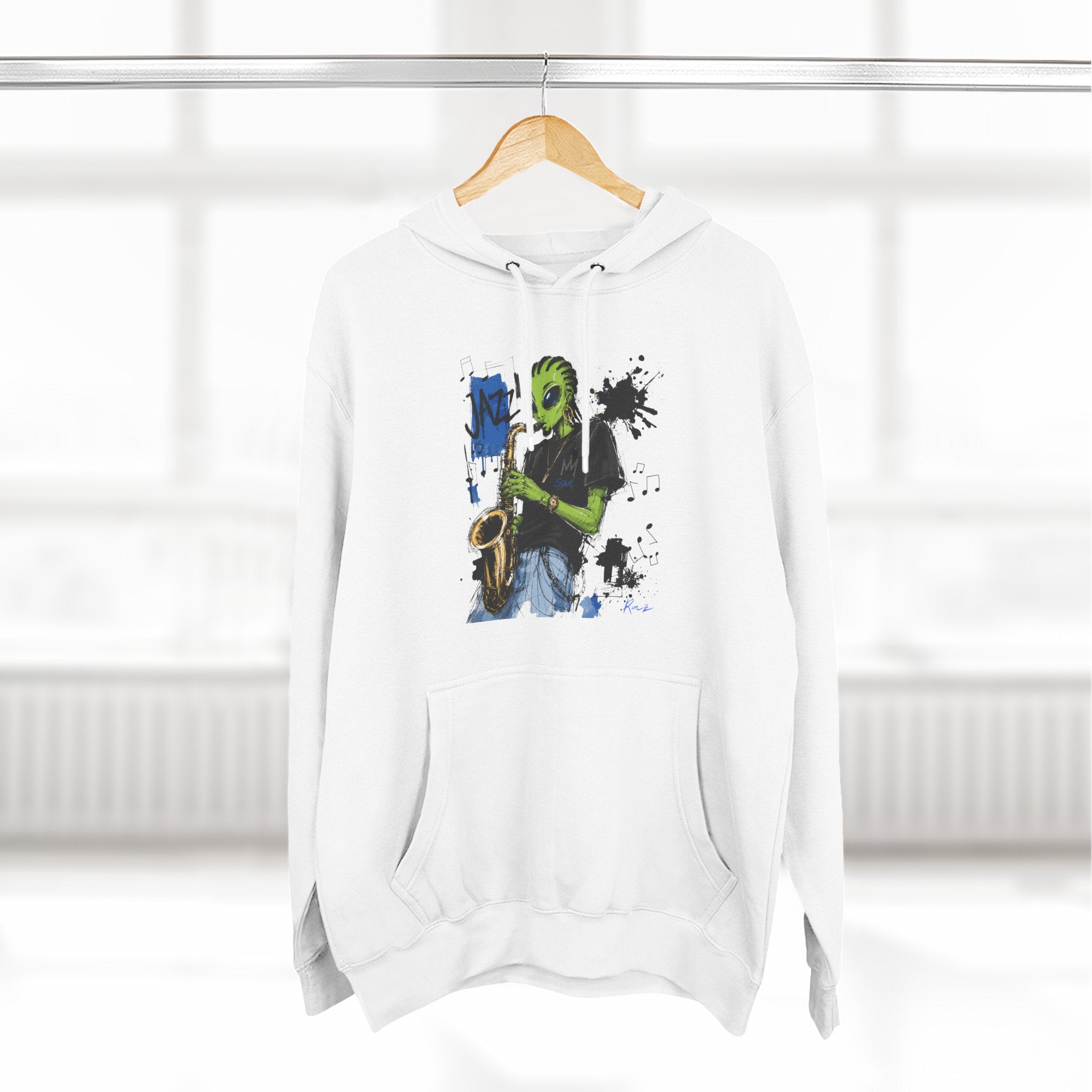 Jazz Saxophone Art Hoodie — Abstract Live Jazz Music Fleece Pullover-Tito & Raz Edition
