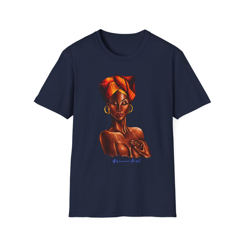 Afrocentric Headwrap Portrait T-Shirt — Bold Melanin Art Tee