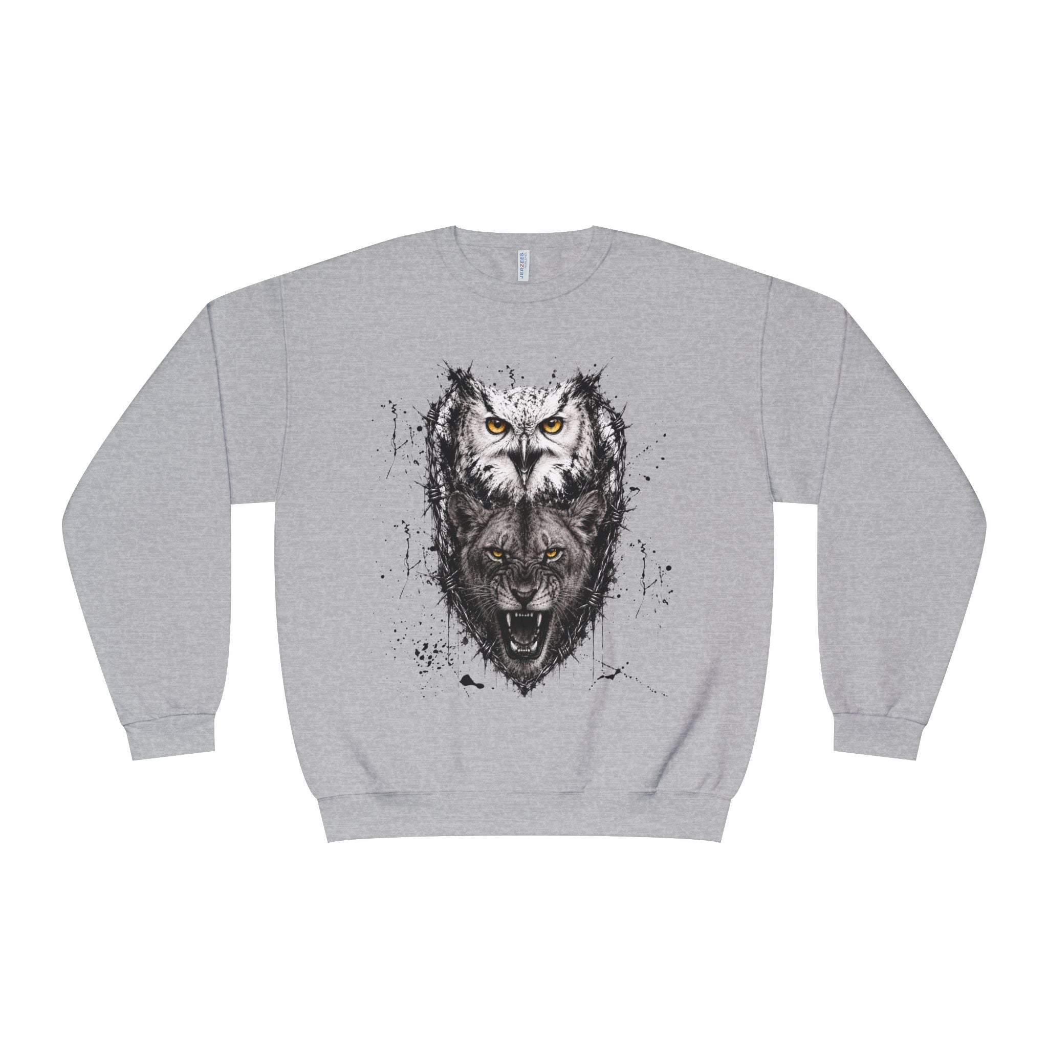 Owlix & Leona Graphic Crewneck Sweatshirt — Dual Animal Spirit Design