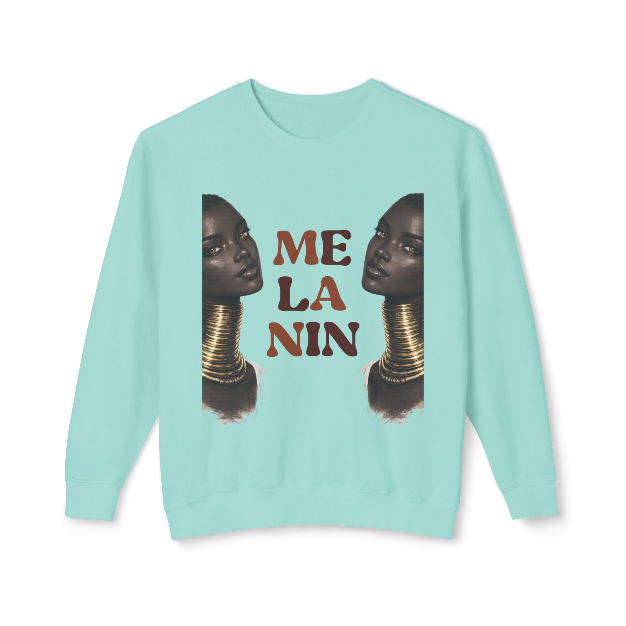 Crewneck Sweatshirt — 'Me La Nin' Melanin Portrait Graphic-Fall Collection