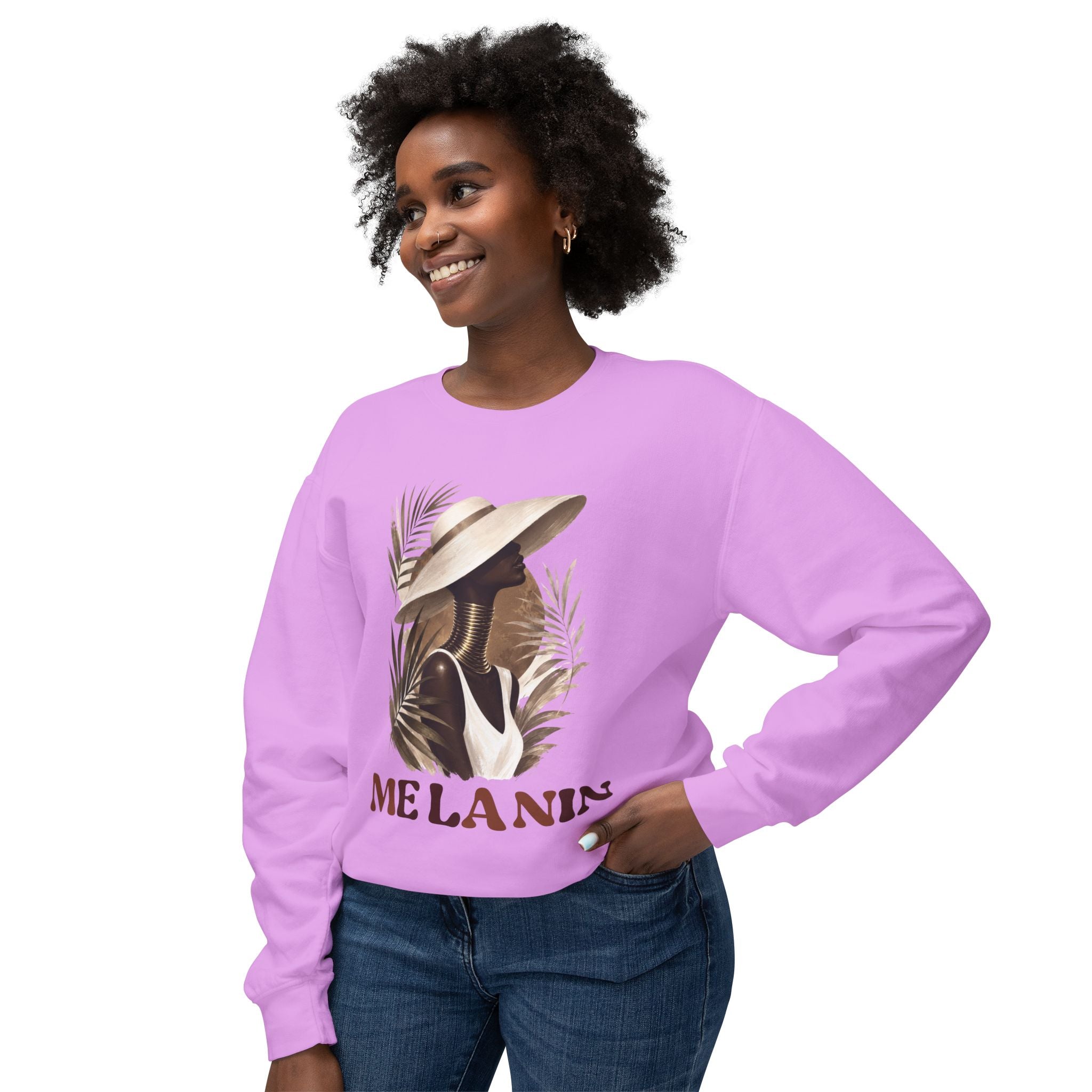 Melanin Pride Crewneck Sweatshirt — Elegant Portrait Graphic
