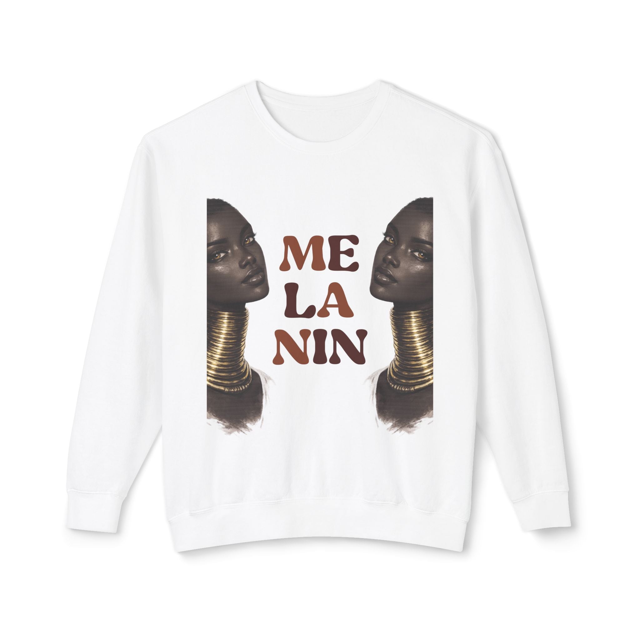 Crewneck Sweatshirt — 'Me La Nin' Melanin Portrait Graphic-Fall Collection