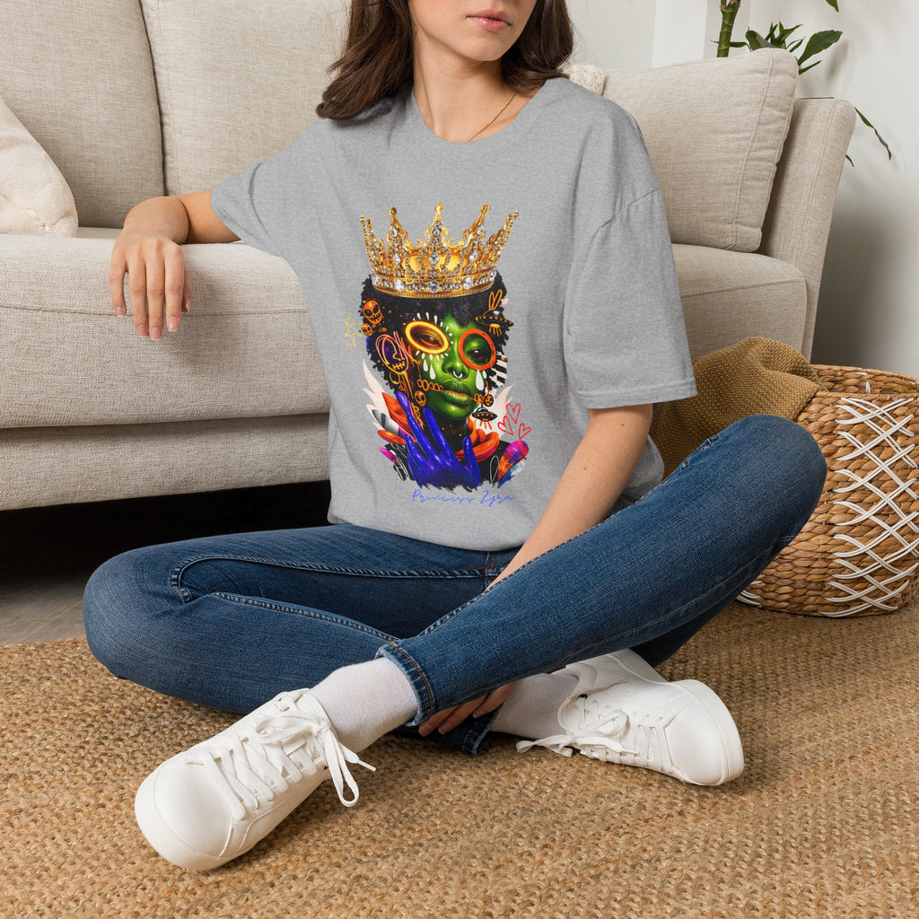 Princess Zyra T-Shirt — Vibrant Crowned Afro Skull Graphic Tee