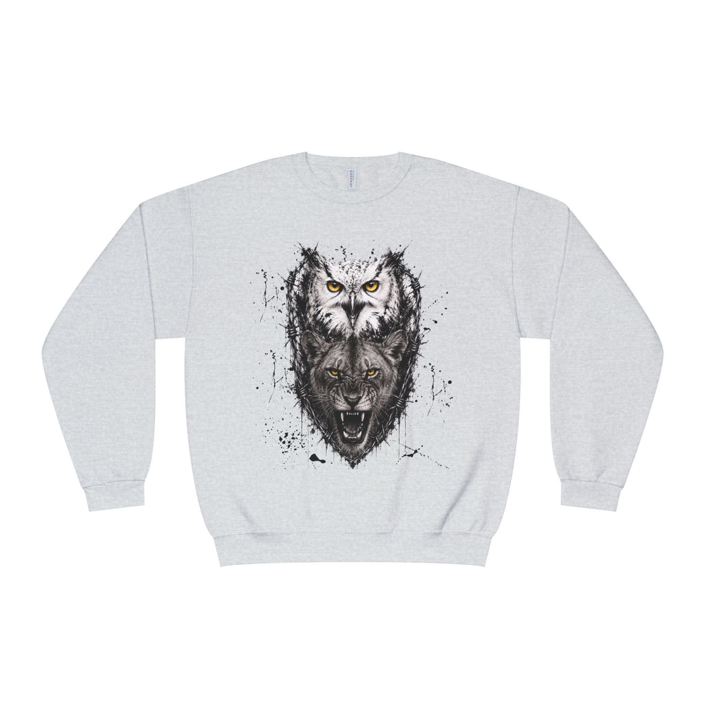 Owlix & Leona Graphic Crewneck Sweatshirt — Dual Animal Spirit Design