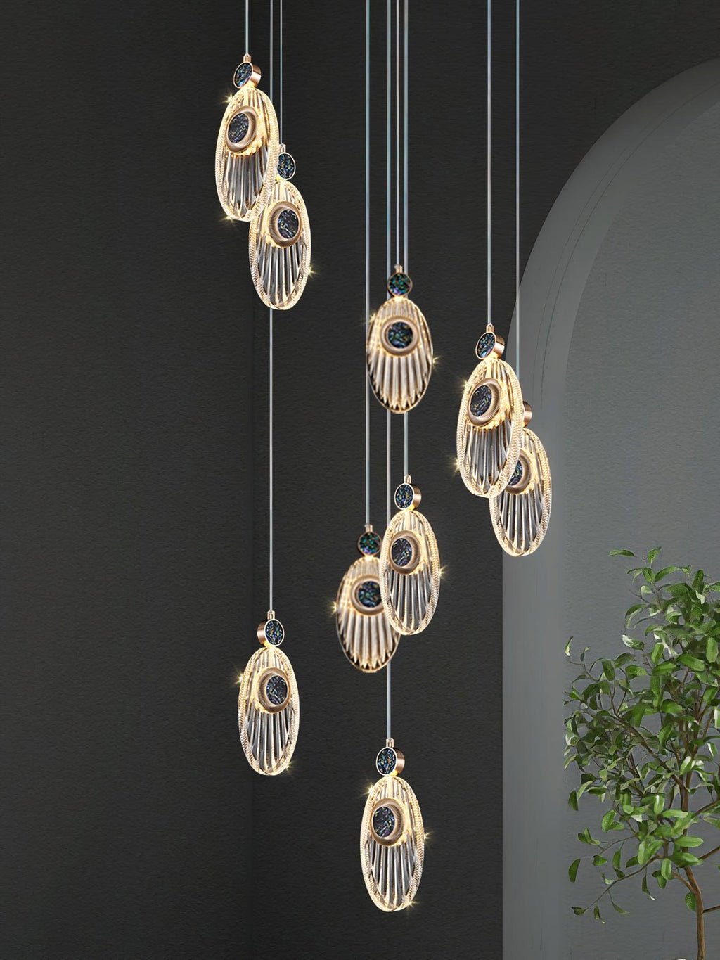 Acrylic Necklace Pendant Light 7.1"