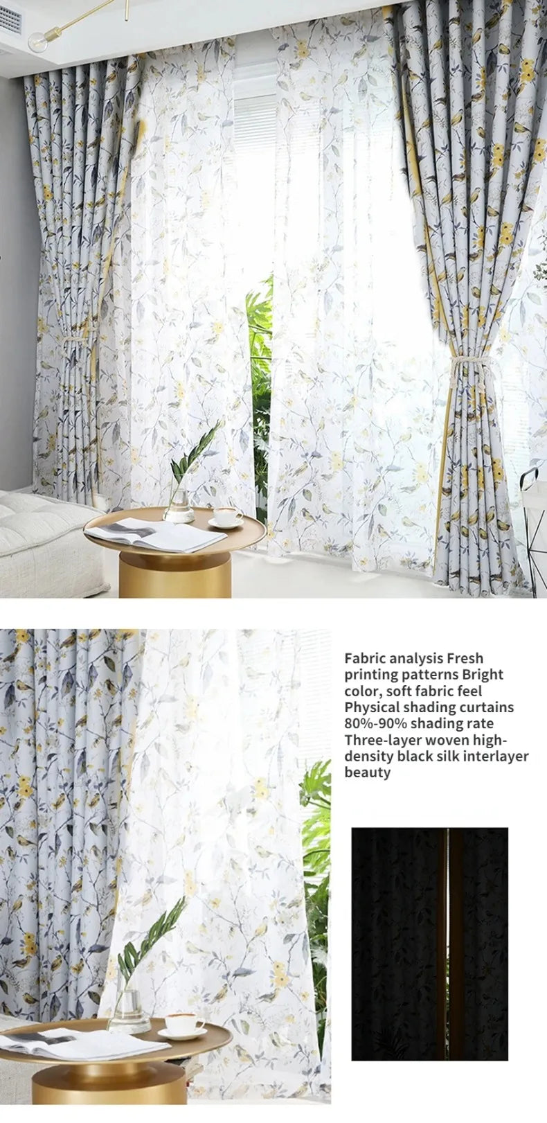 American Pastoral Bird Print Luxe Curtains