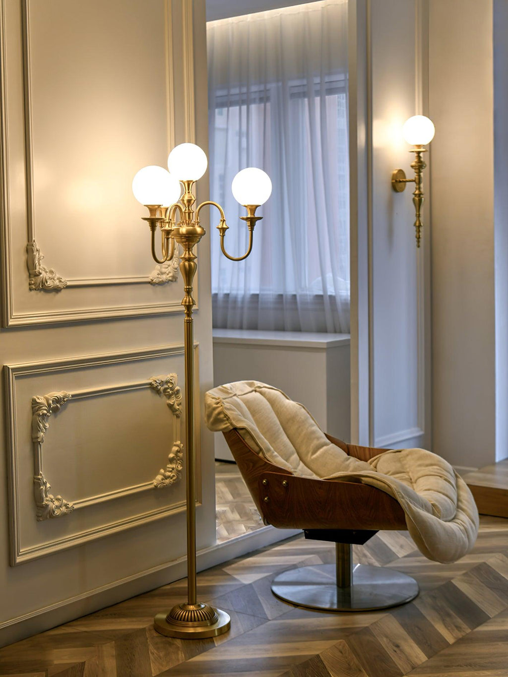 Brass Candelabra Floor Lamp 19.7"