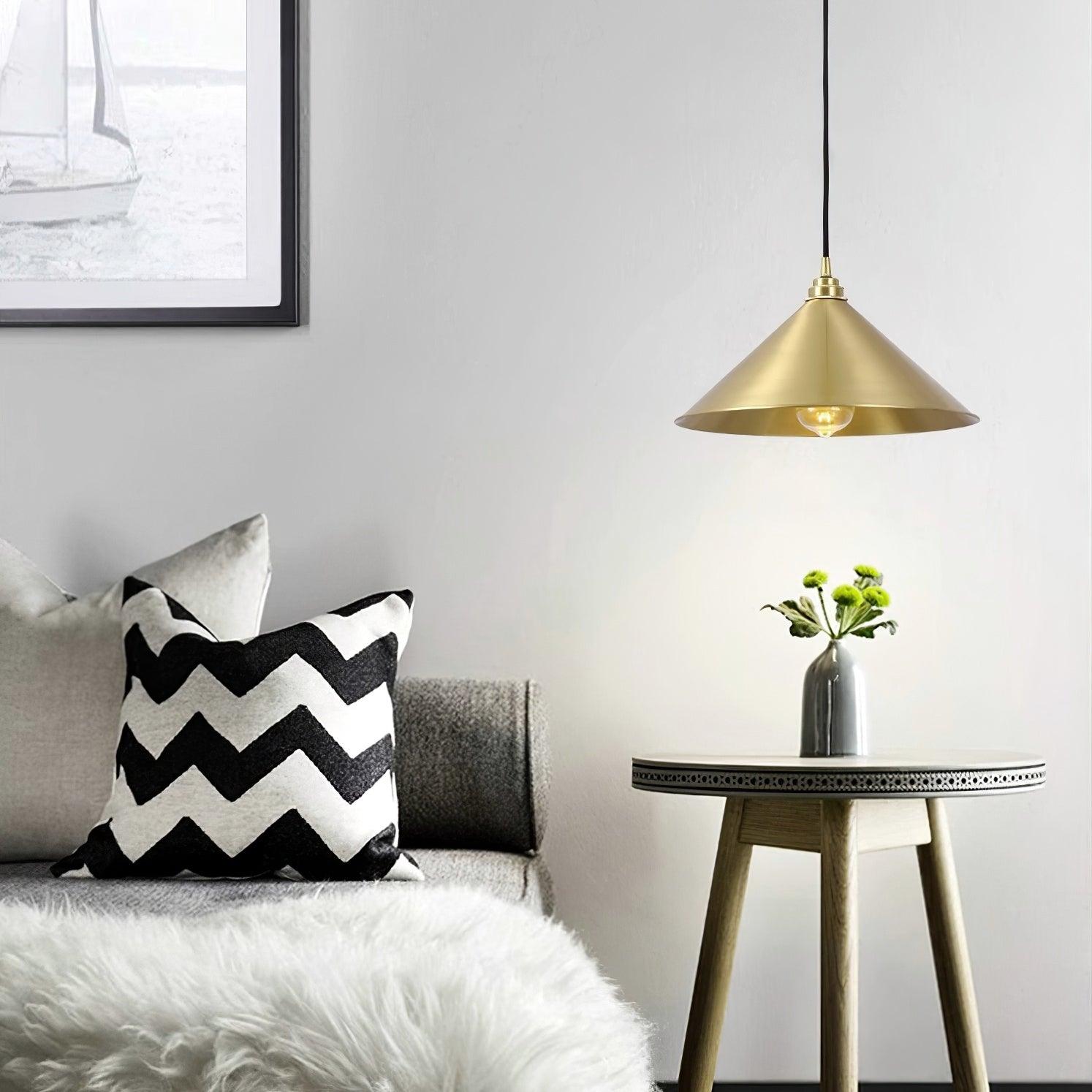 Brass Cone Pendant Light 9.4"