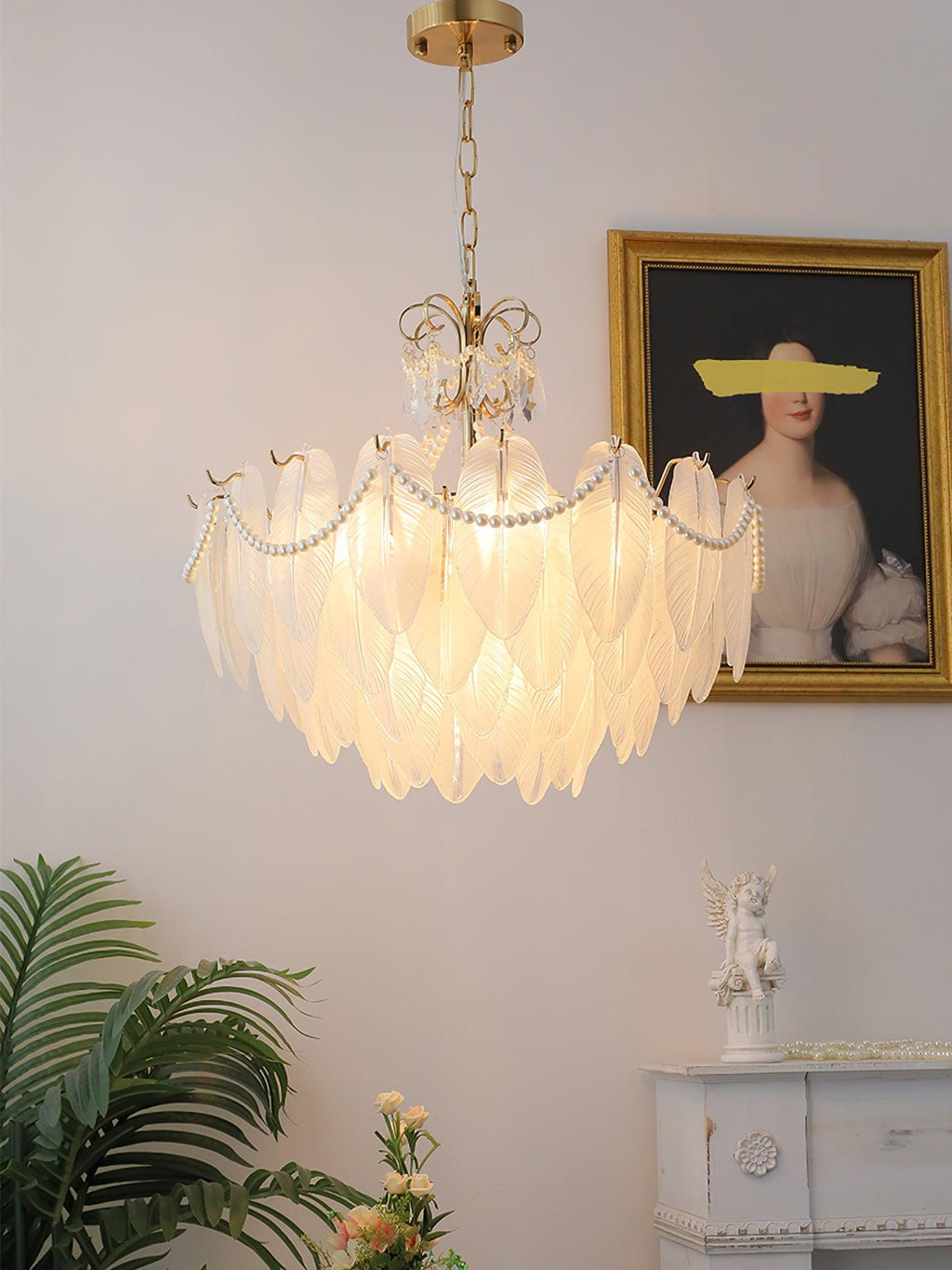 Contemporary Leaves Glass Chandelier