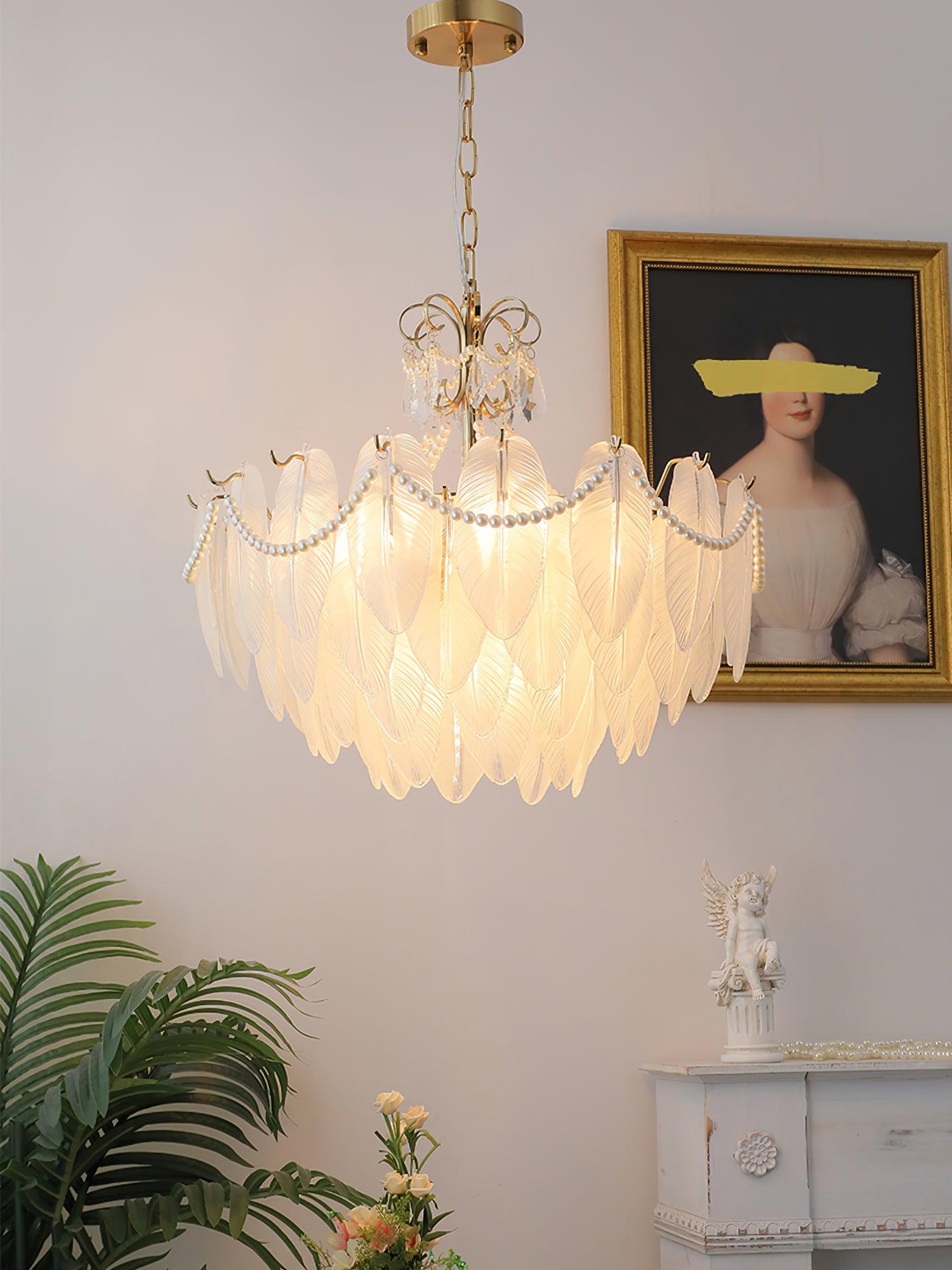 Contemporary Leaves Glass Chandelier