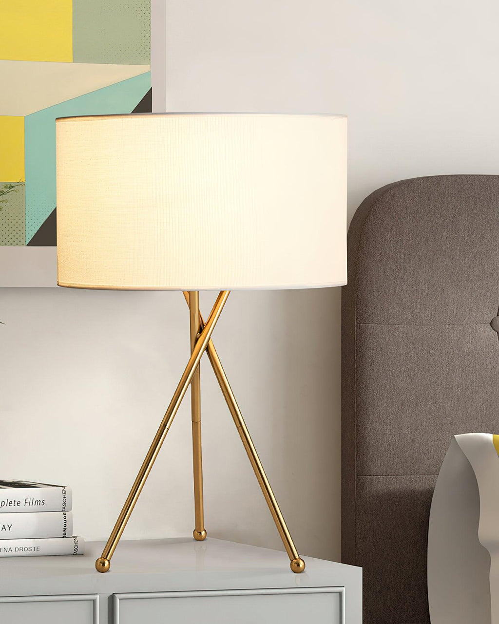 Drum Shaped Table Lamp 13.8"
