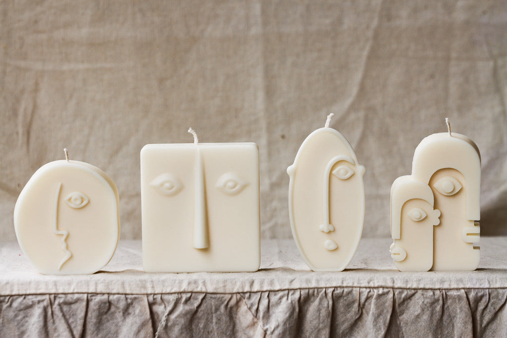 Abstract Face Candle Set, Modern Art Candles