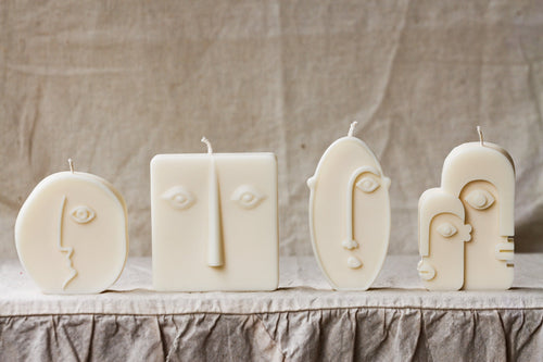 Abstract Face Candle Set, Modern Art Candles