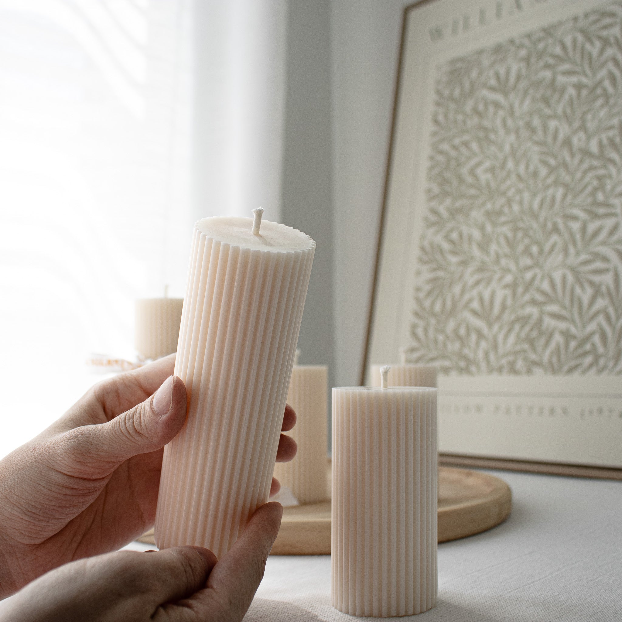 Ribbed Dinner Pillar Candles