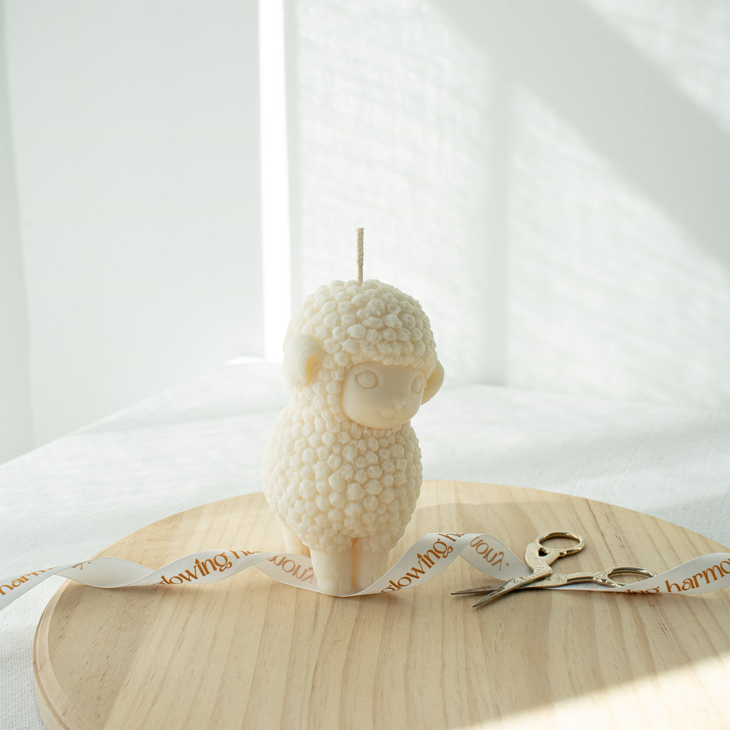Easter Lamb Candle, Farmhouse Sheep Candle Decor