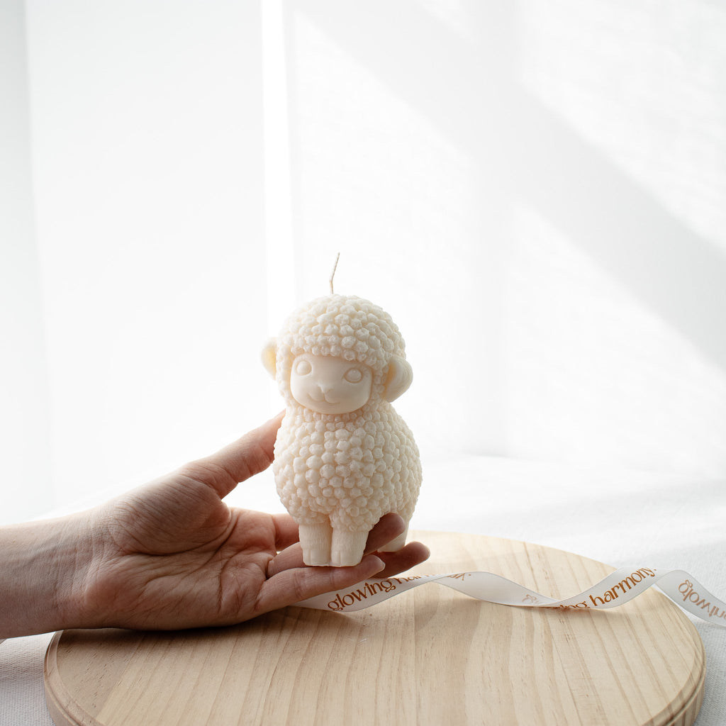 Easter Lamb Candle, Farmhouse Sheep Candle Decor