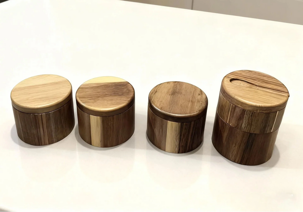 Acacia Wood Salt Cellar + Spoon