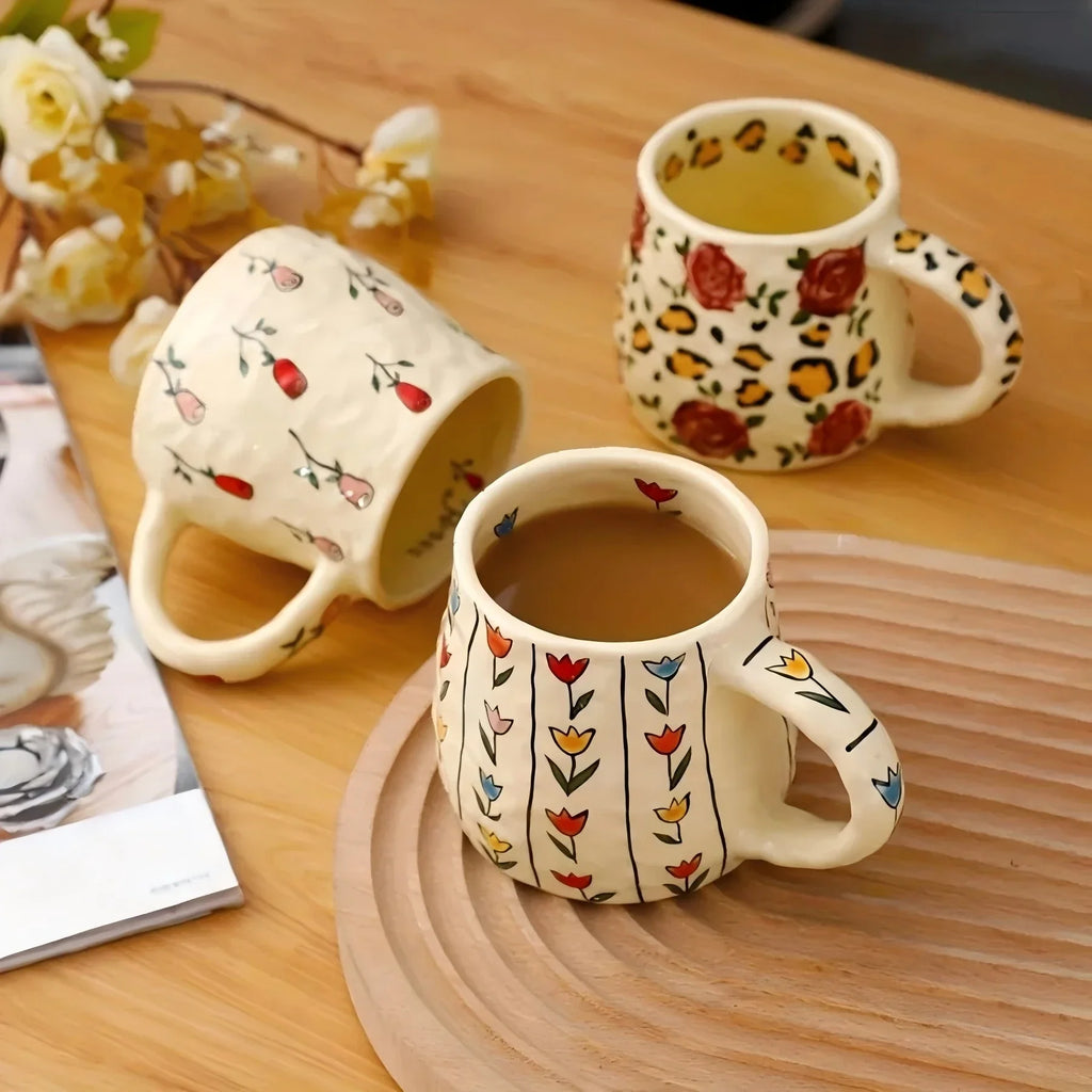 Handmade Botanical  Design Ceramic Mug