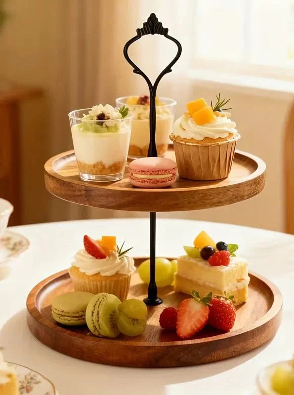Darcy Acacia Wood Tiered Tray