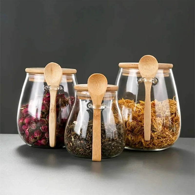 Aramé Glass Jar with Wood Lid