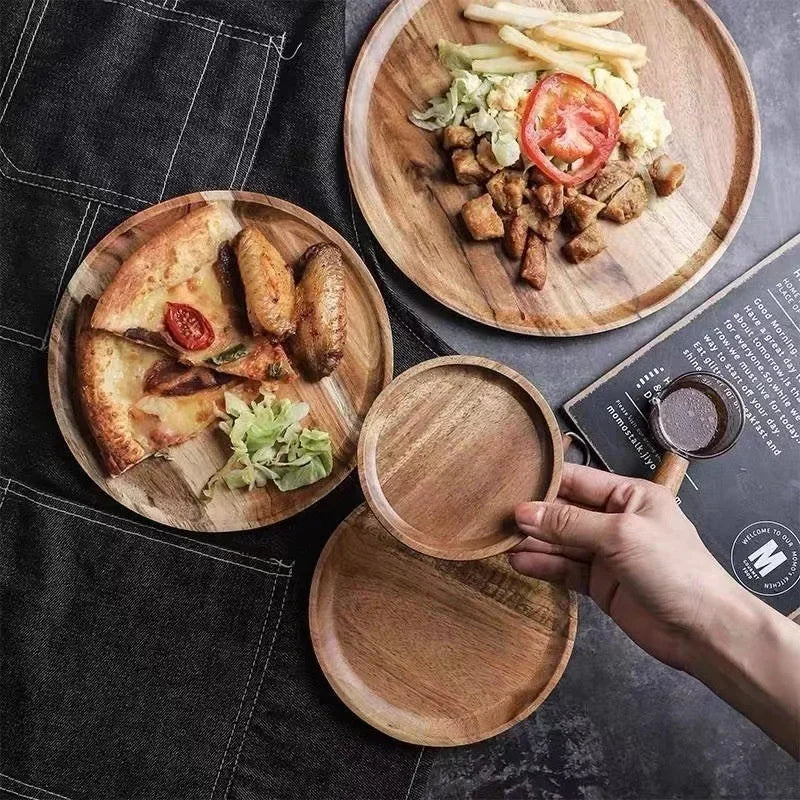 Acacia Wood Round Dinner Tray